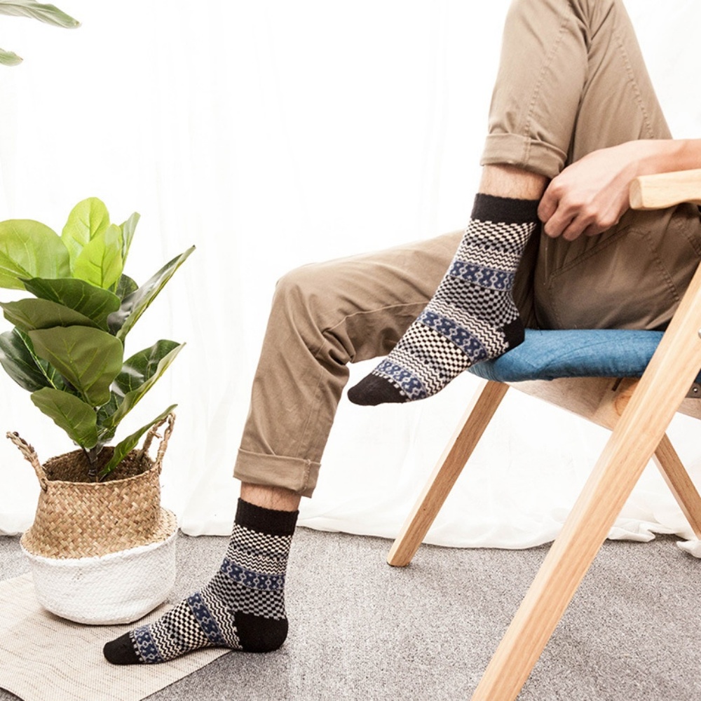 5 Pairs Men's Winter Cony Hair Crew Socks - Picture 6 of 8